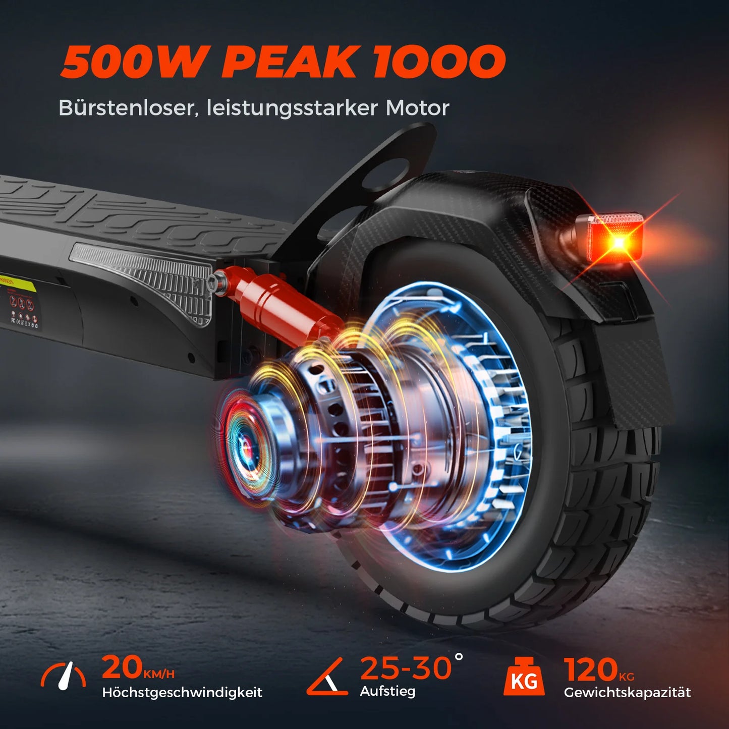 iScooter T4 10" 1000W Off-Road Elektroroller E-Scooter mit Straßenzulassung (ABE/eKFV)