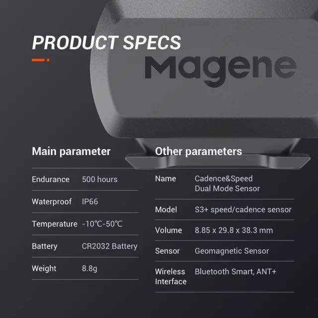 Magene S3+ 雙模式 速度/踏頻 感應器 單車 ANT+ 藍牙 地磁感應器