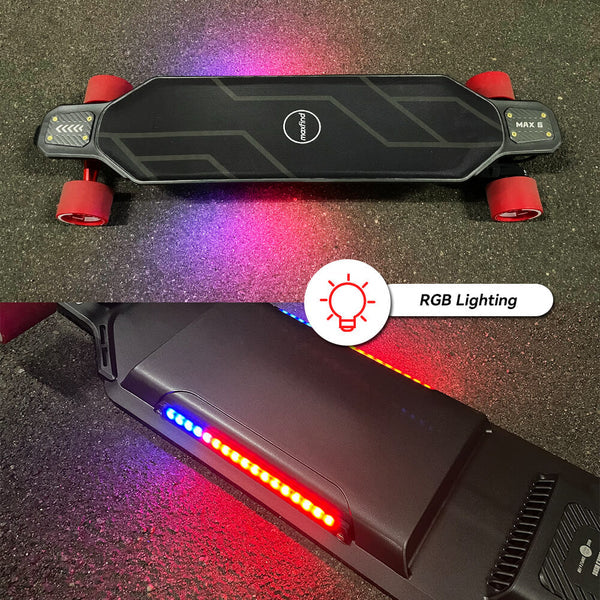 Maxfind MAX6 ferngesteuertes elektrisches Skateboard-Longboard, 900 W, Doppelmotoren, 50 km Reichweite