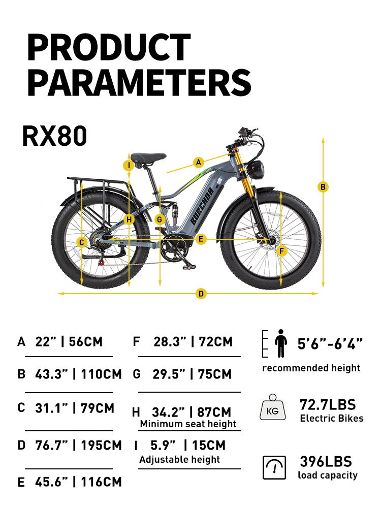 BURCHDA RX80 26" 750W Off Road Fat Tire Electric Bike