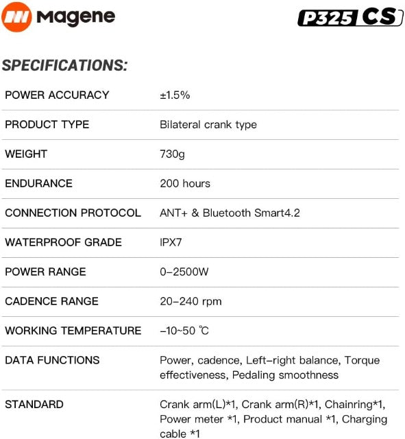 Magene P325CS Lite 雙邊功率計大盤