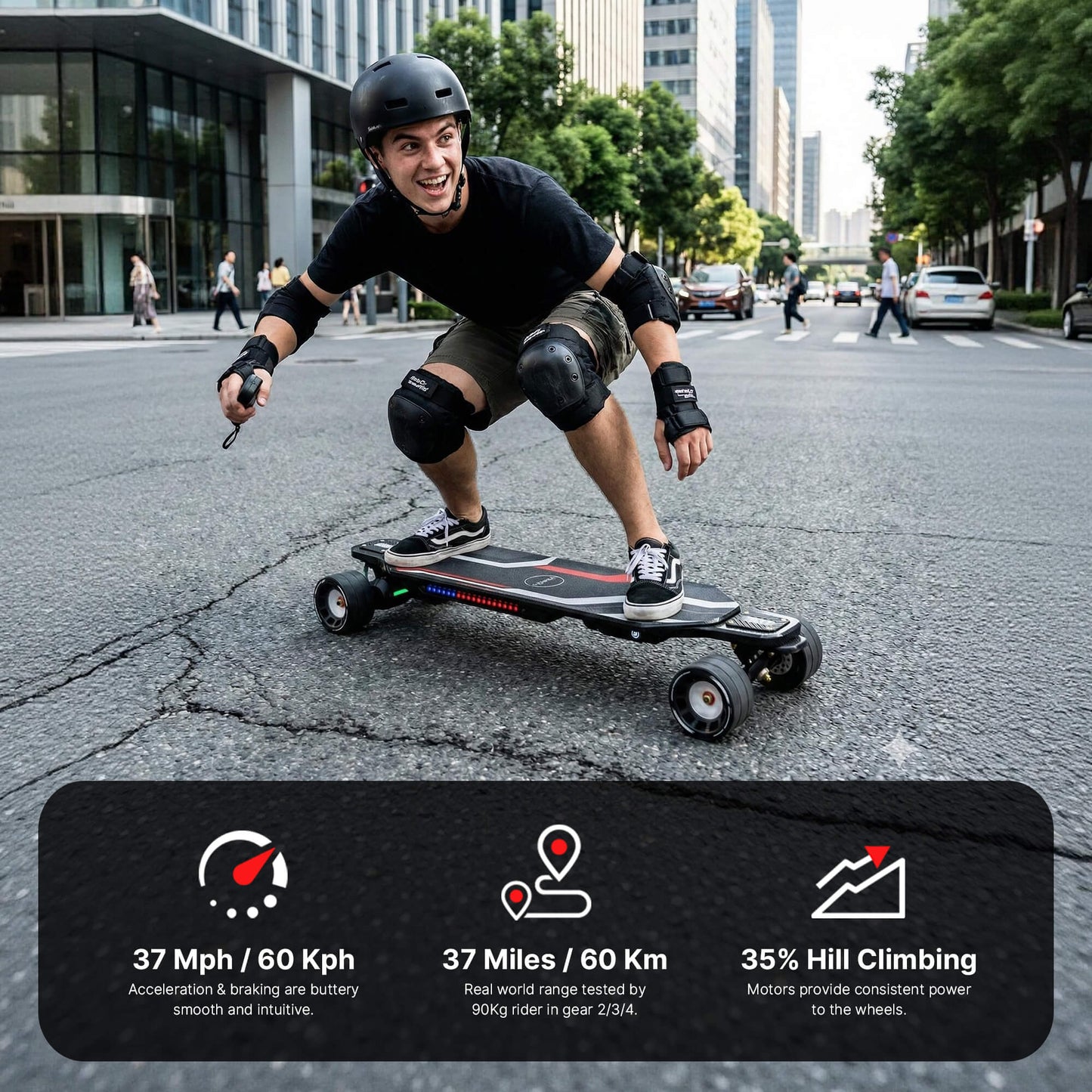 Maxfind Cyber Max Pro RC E-Skateboard Longboard | Dual-Motor 900W, 50km Reichweite