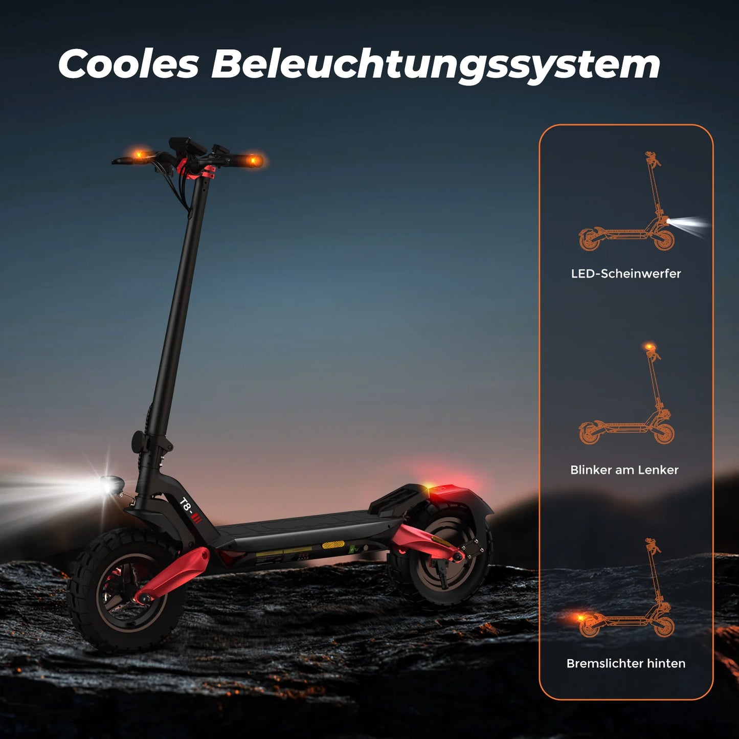 iScooter iX5 10" 1000W Offroad-Elektroroller E-Scooter mit Straßenzulassung