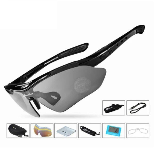 Rockbros Interchangeable Lens Cycling Glasses Outdoor Sports Sunglasses Sunscreen with 5 Lenses 