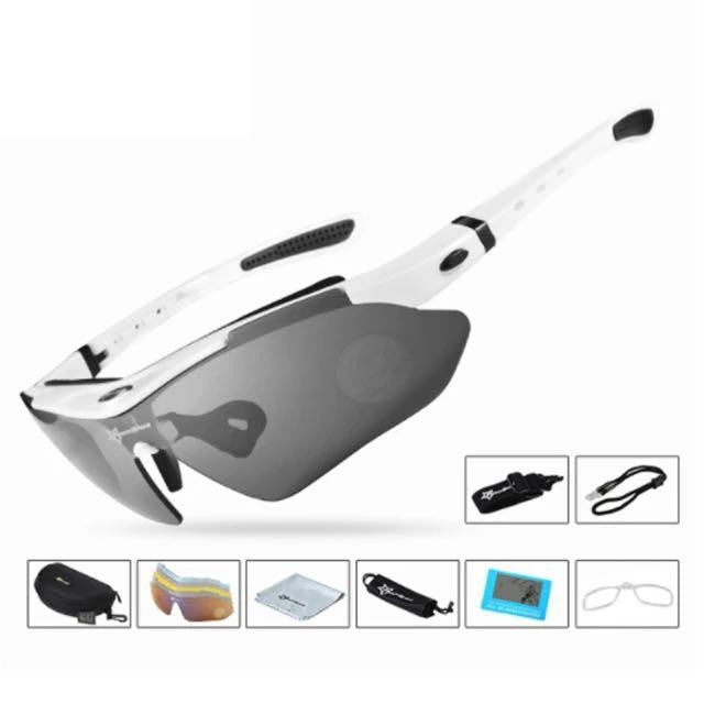 Rockbros Interchangeable Lens Cycling Glasses Outdoor Sports Sunglasses Sunscreen with 5 Lenses 