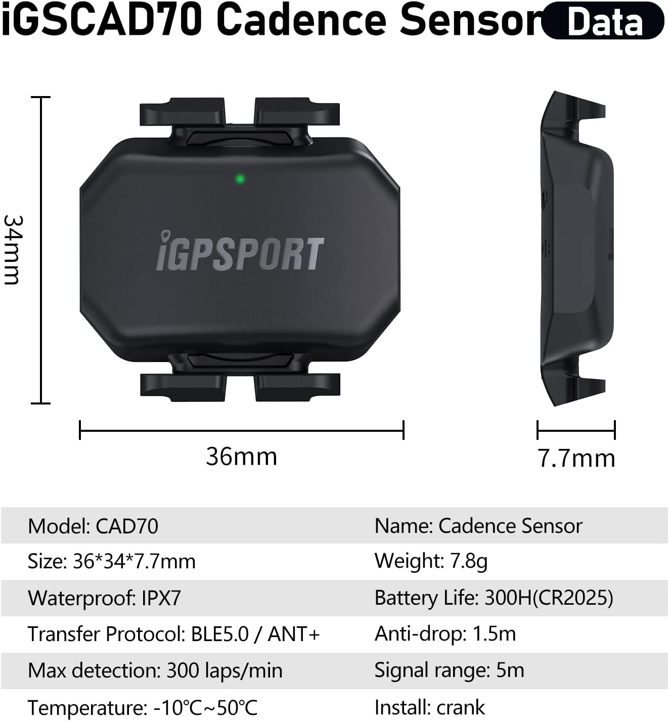 iGPSPORT Speed Cadence Sensor ANT+ & Bluetooth RPM Cycling SPD70 CAD70