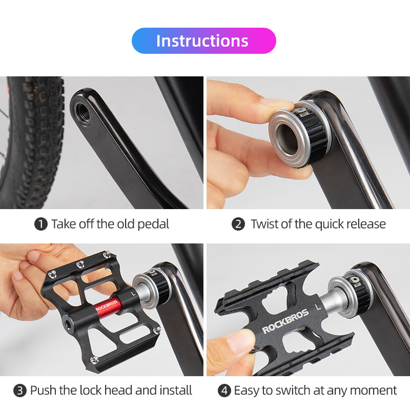 Rockbros aluminum alloy ultra-light quick release bicycle pedal CNC Aluminum Quick Release Pedals 