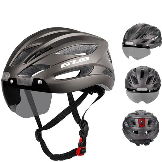 GUB K100 Plus Cycling/Road Helmet with Goggles Sun Gear Front and Rear Tail Lights