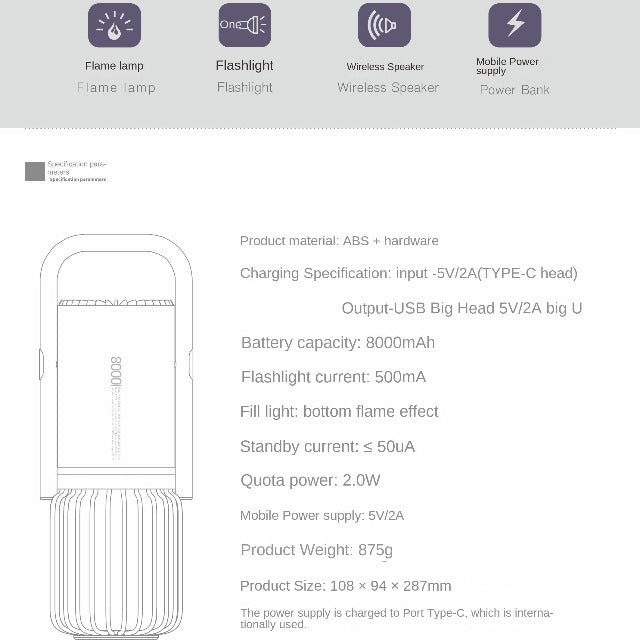 Camping Outdoor LED Light USB Charging Multifunctional Bluetooth Speaker Portable USB charging Bluetooth Speaker