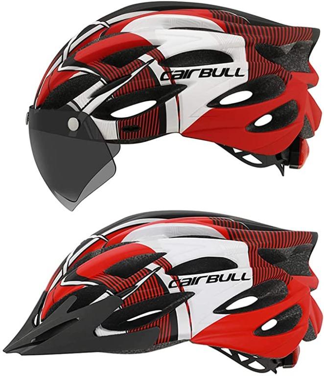 Cairbull ALLROAD 公路山地單車頭盔 磁吸風鏡 LED燈 紅白色