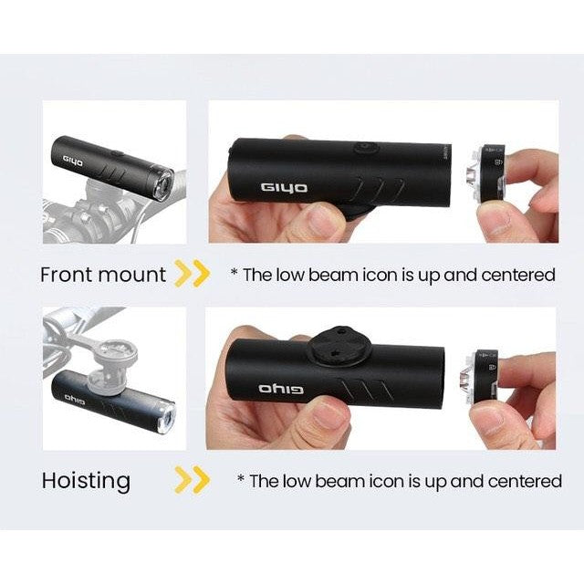 Giyo Bicycle Headlight 600 Lumens Ceiling/Formal Mounting Rotatable Lens Waterproof and Anti-glare Head Light 600 Lumen Anti-glare