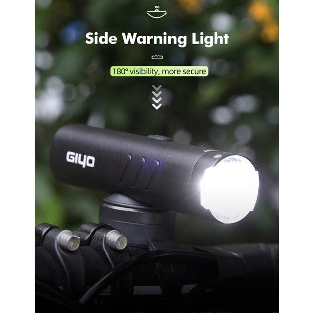 Giyo Bicycle Headlight 600 Lumens Ceiling/Formal Mounting Rotatable Lens Waterproof and Anti-glare Head Light 600 Lumen Anti-glare
