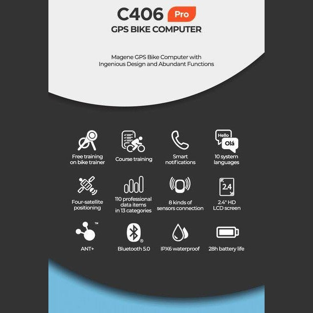 Magene C406 Pro Upgraded Version Wireless Bike Computer / Meter GPS Bike Computer Wireless Bike Computer Int'l Ver.