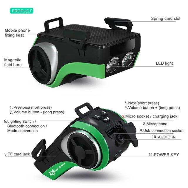 Rockbros 5 in1 單車燈/喇叭/響安/手機架/充電寶 多功能藍牙 智能單車配件