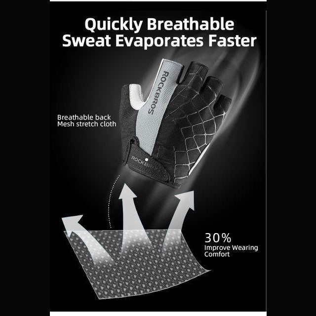 Rockbros Half Finger Gloves Breathable Non-slip Gloves
