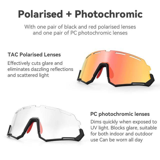 Rockbros Outdoor Sunglasses Sports Sunscreen Glasses Interchangeable Polarized Mirror Gradient Mirror Black Red Frame Outdoor Sunglasses 