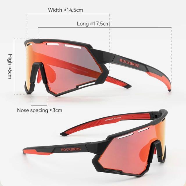 Rockbros Outdoor Sunglasses Sports Sunscreen Glasses Interchangeable Polarized Mirror Gradient Mirror Black Red Frame Outdoor Sunglasses 