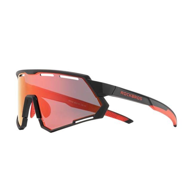 Rockbros Outdoor Sunglasses Sports Sunscreen Glasses Interchangeable Polarized Mirror Gradient Mirror Black Red Frame Outdoor Sunglasses 